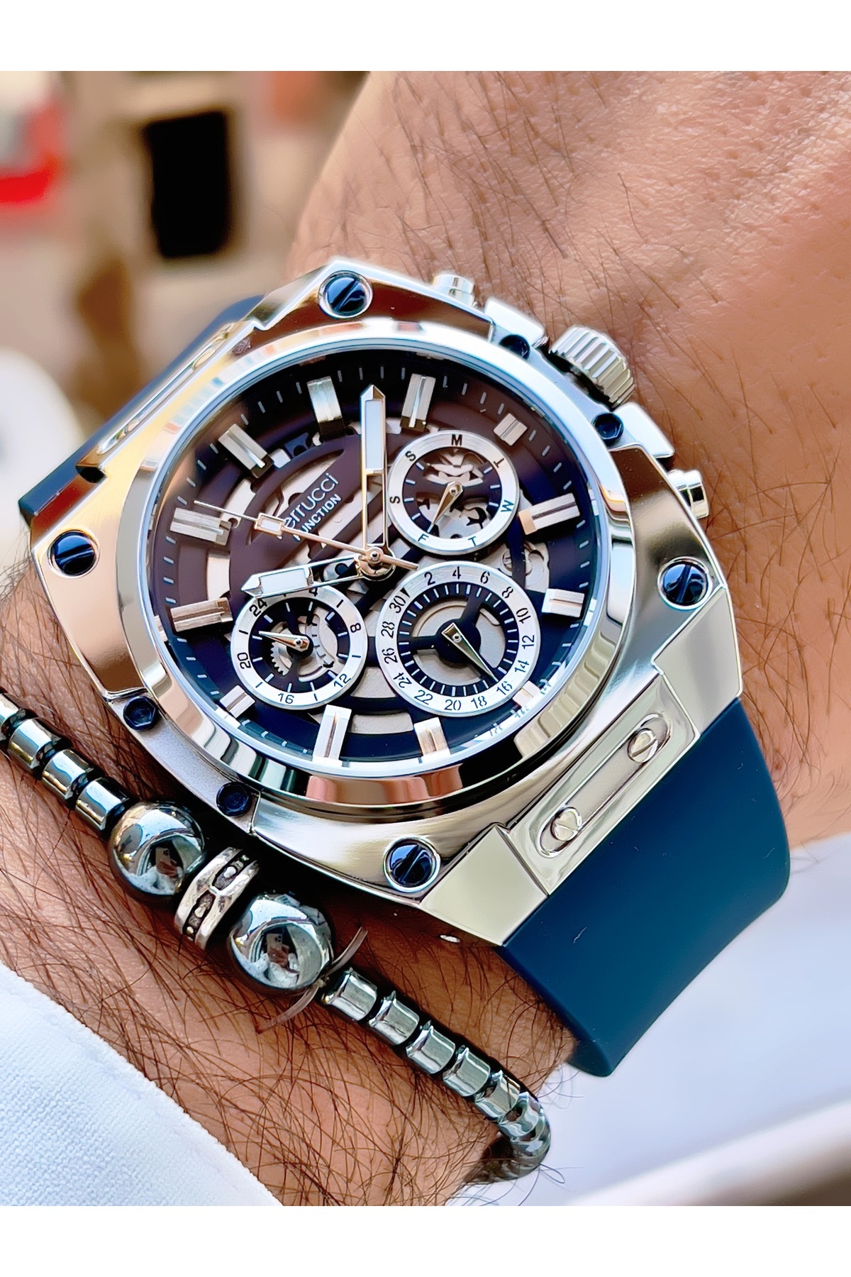 Ferrucci FERRUCCİ NEW 2024 FONKSİYONLU SİLİKON KORDON ÇELİK KASA ERKEK KOL SAATİ+BİLEKLİK HEDİYELİ - Görsel 3