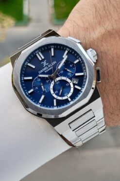 Daniel Klein Kadranı Lacivert Kordonu Gümüş Renk İç Göstergeleri Aktif Hediye Paketli Erkek Kol Saati