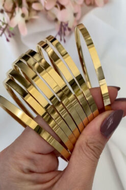 Genel Markalar Detaylı Kalın Cm Adet 22 6.5mm Ajda Düz Gold 9 Bilezik Çelik
