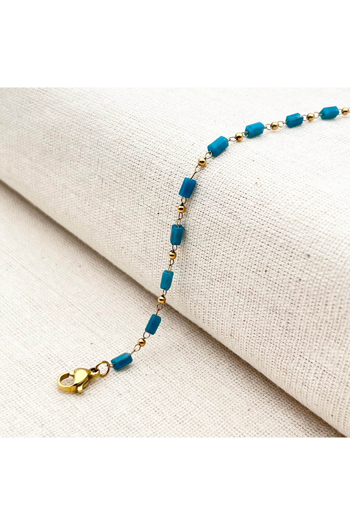 Siya Silver Turkuaz Boncuklu Çelik Bileklik