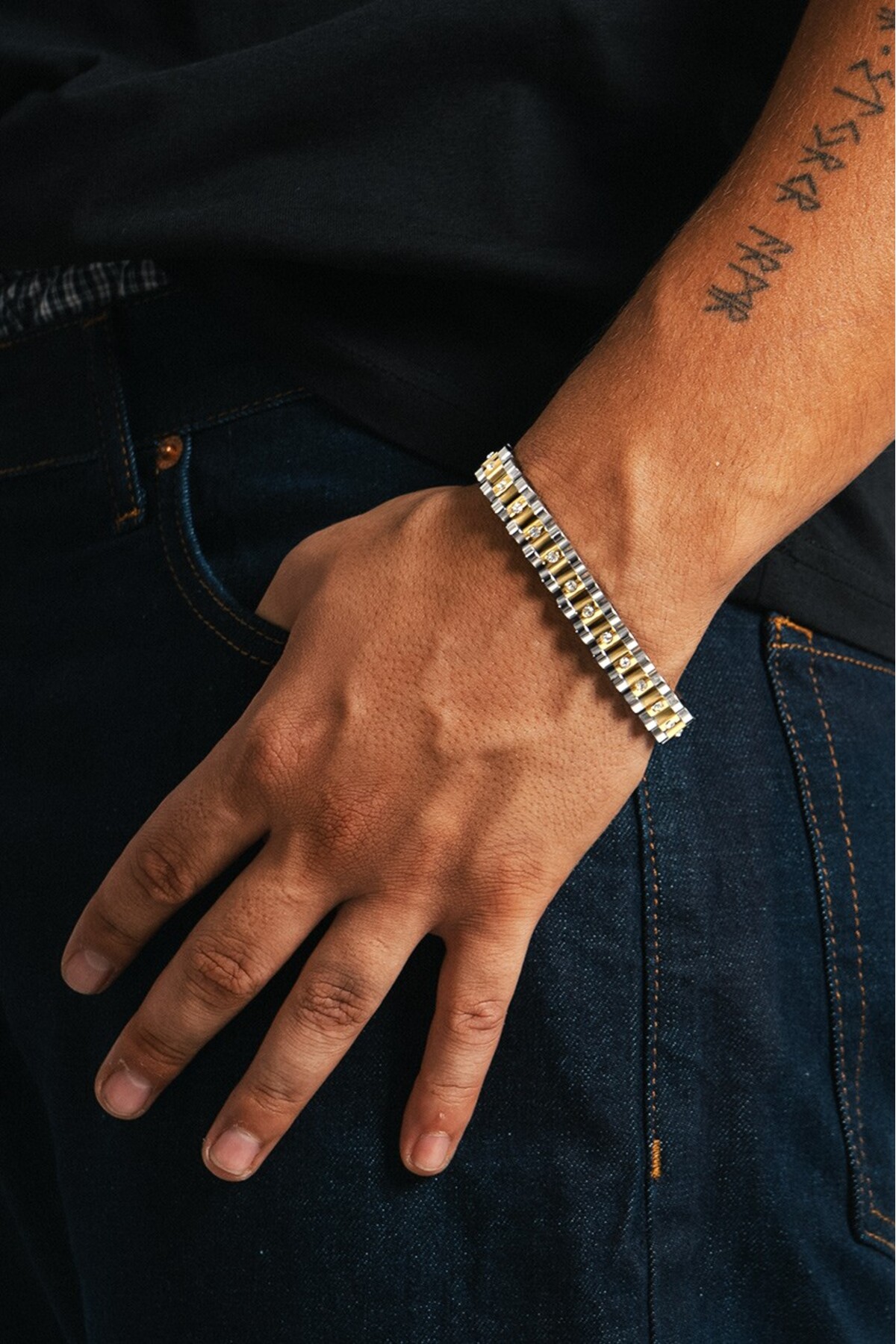 Crupt Studio 316L Çelik Old Money Taşlı Erkek Bileklik - Görsel 2