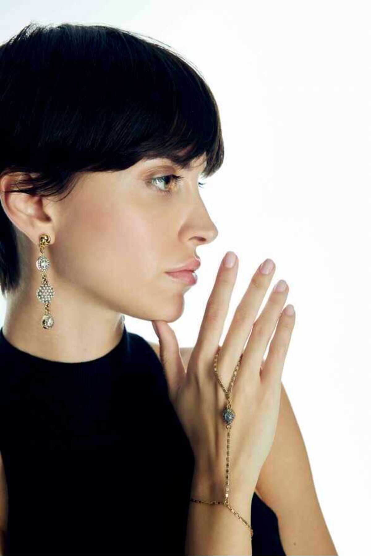 Mon Reve Karma Zirkon Altın Kaplama Zincir Şahmeran - Görsel 2