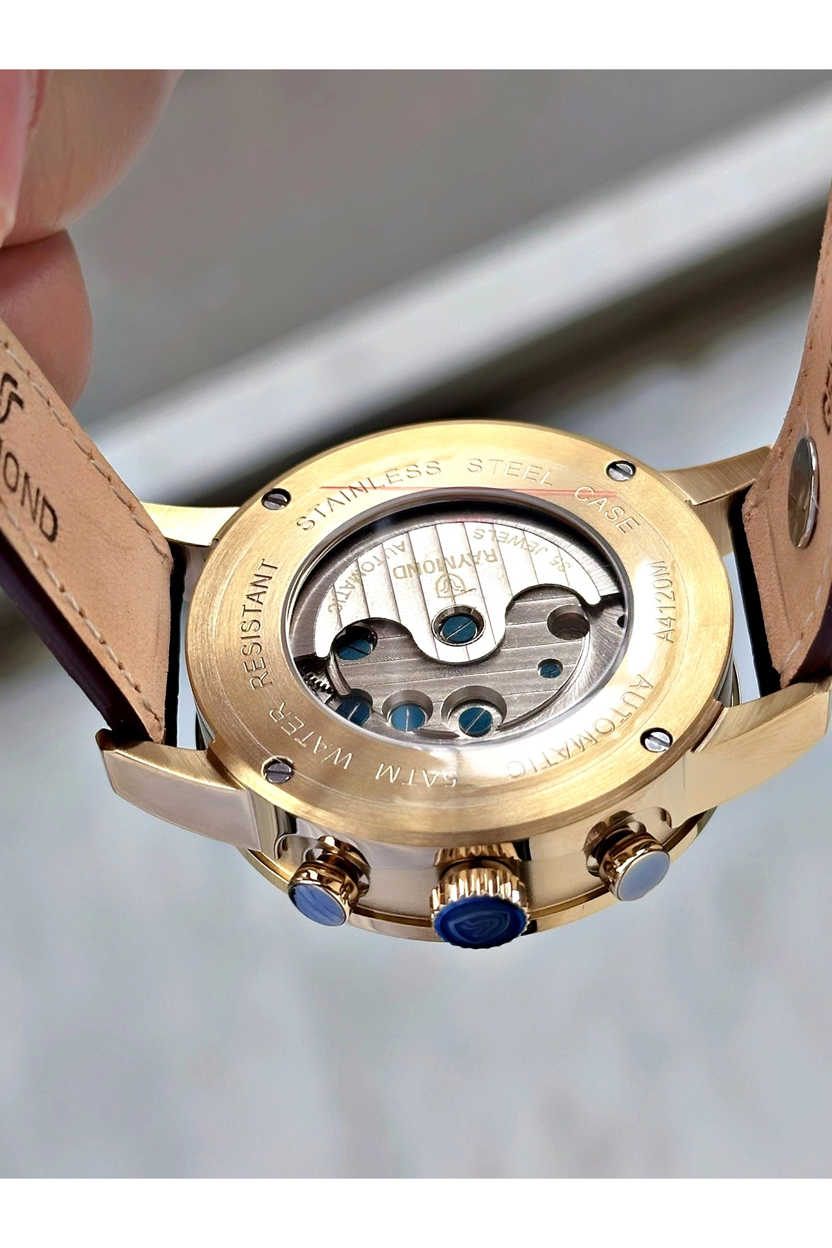 Raymond Özel Seri Otomatik Diplomat Klipsli Deri Kordon Erkek Saati - Görsel 2