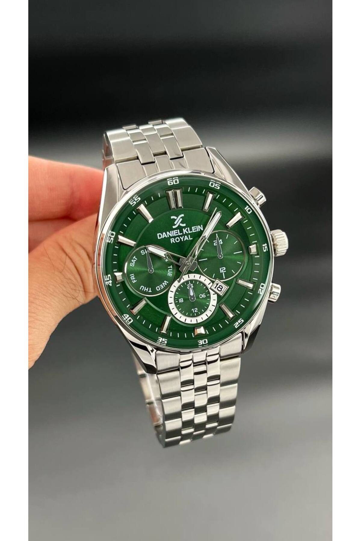 Daniel Klein Gümüş Yeşil Renk Erkek Kol Saati Çelik Kordon 3 ATM Su Geçirmezlik - Görsel 3