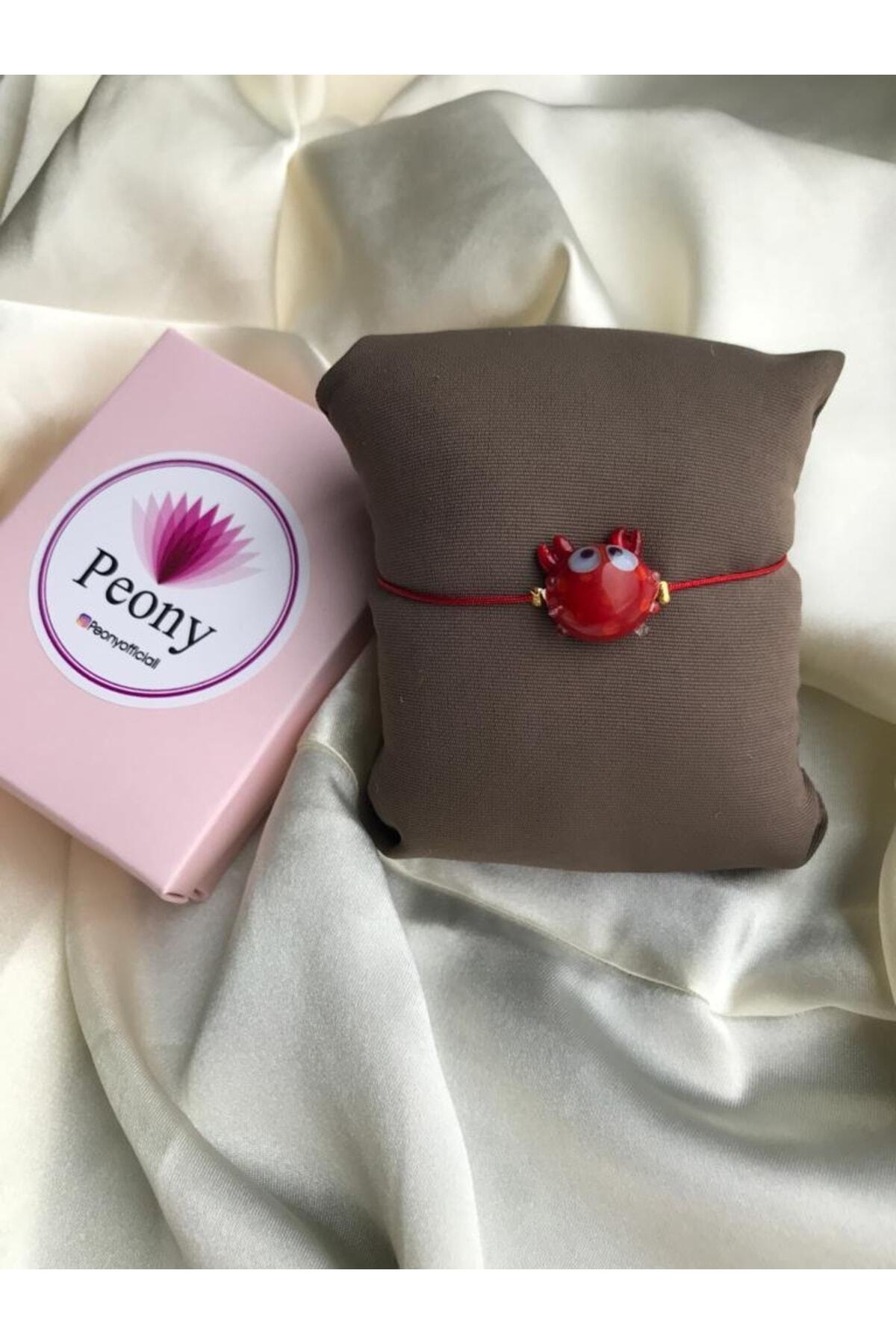 PEONY peonyofficiall Kırmızı Yengeç Cam Murano Bileklik Kırmızı Ipli Bileklik - Görsel 3