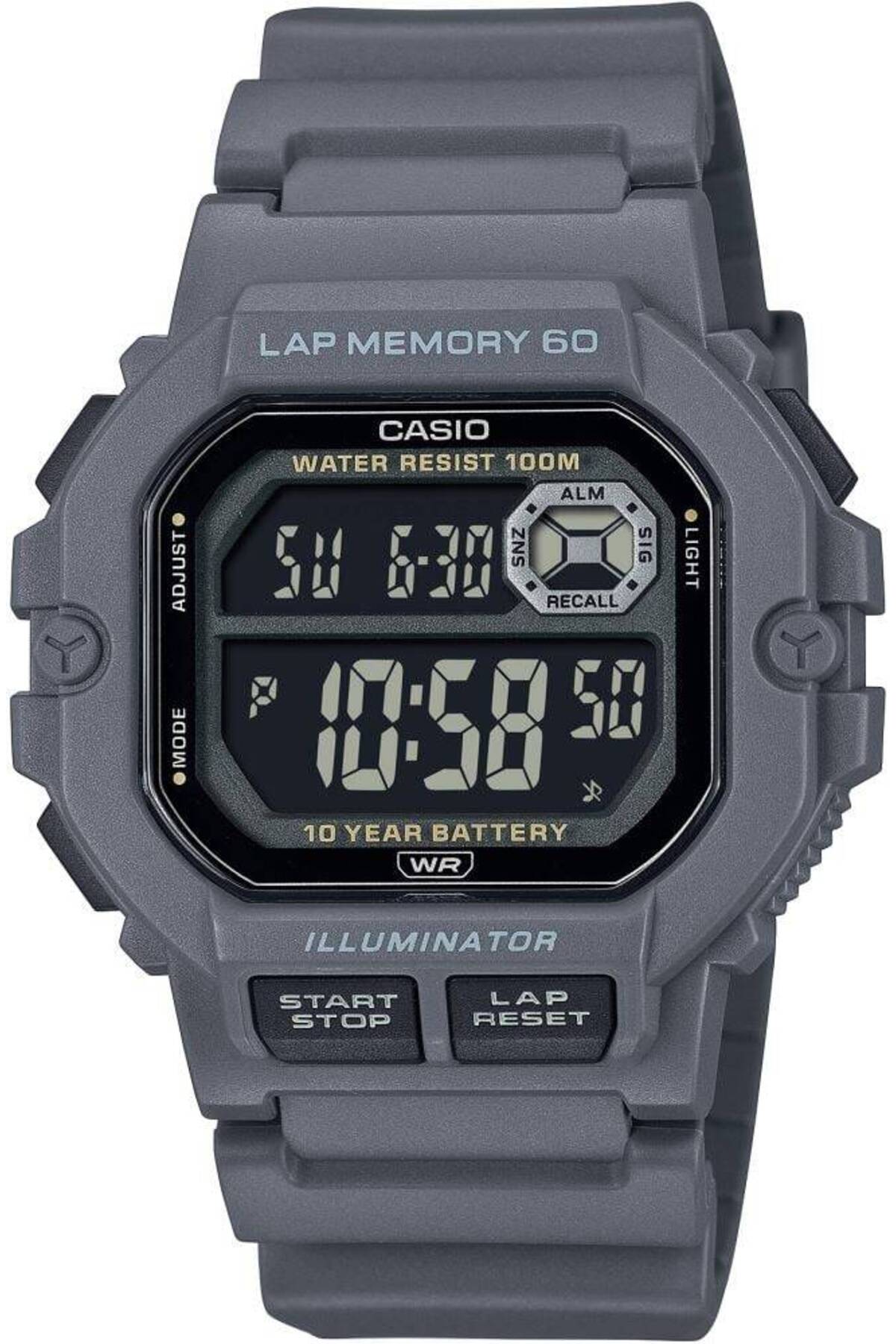 Casio WS-1400H-8BVDF Quartz Dijital Silikon Gri 45 mm Erkek Kol Saati