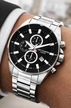 Lee Cooper Çelik Kordon&kasa Gümüş-siyah Renk Fonksiyonlu Erkek Kol Saati 3atm Bileklik Sdlc004