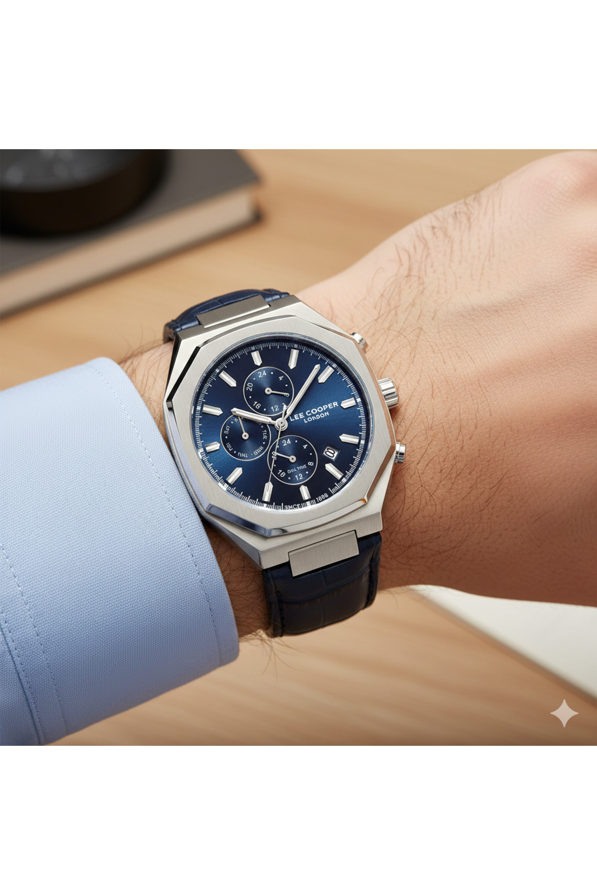 Lee Cooper Özel Tasarım Erkek Saati | Lacivert & Gümüş Uyumu - Multifonksiyonlu,Octagon Kasa Şıklığı - Görsel 2
