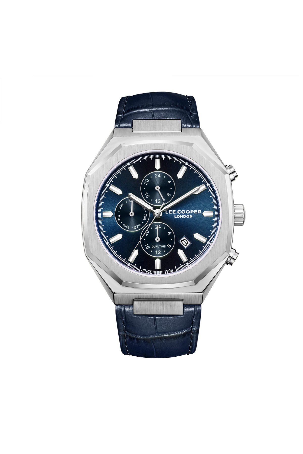 Lee Cooper Özel Tasarım Erkek Saati | Lacivert & Gümüş Uyumu - Multifonksiyonlu,Octagon Kasa Şıklığı - Görsel 3