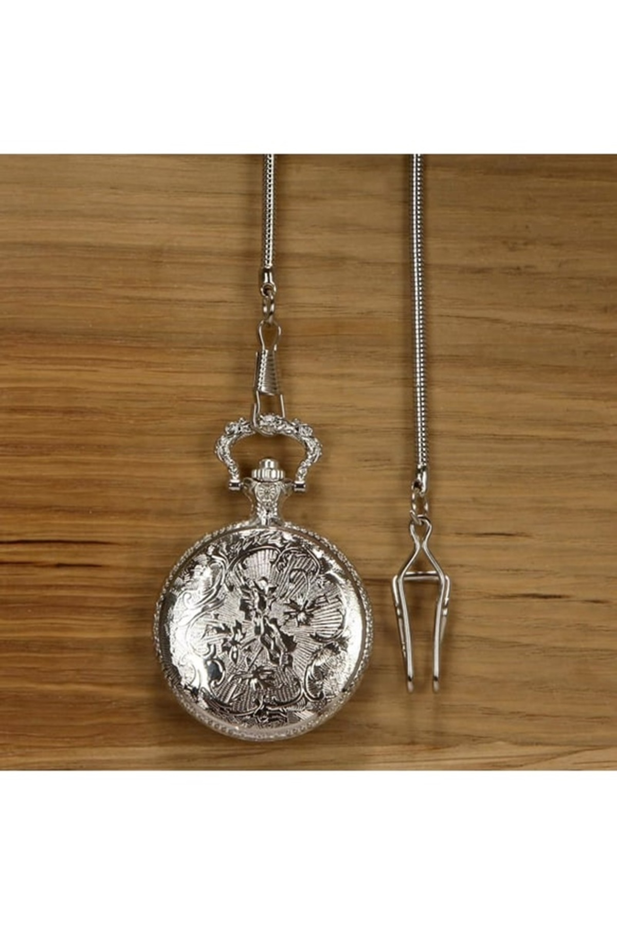 HEPBİMODA Ay Yıldız Nostaljik Köstekli Cep Saati Hediyelik Saat Kutulu Köstekli Saat - Görsel 3