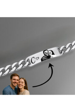 Vamoria Kişiye Özel Harfli Resimli Fotoğraflı Lazer Baskılı İsimli Çelik Çift Bilekliği