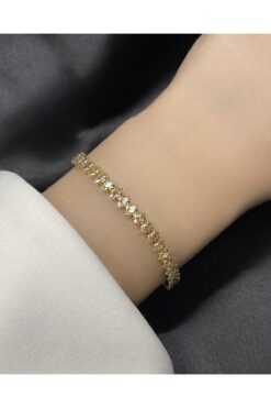 VELİT VOLA Mekik Model Su Yol Taşlı Çelik Bileklik