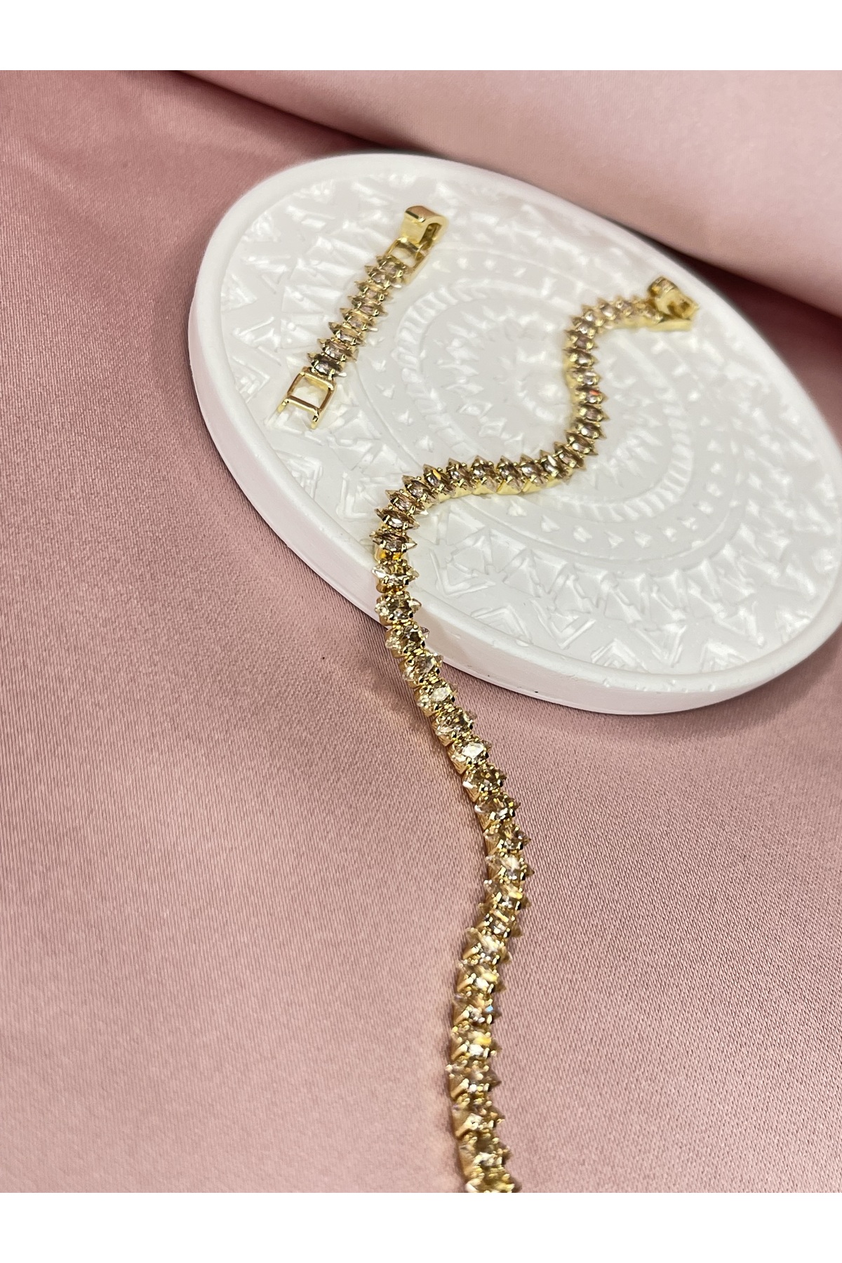 VELİT VOLA Mekik Model Su Yol Taşlı Çelik Bileklik - Görsel 3