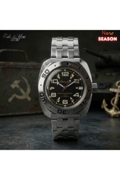 ESKİ YENİ ANTİK Vostok Amphibia 2416B Otomatik Siyah Kadran Erkek Saat Çelik Kordon 200M