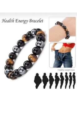 Melek Bozkurt Unisex Bileklik Sağlık Ve Enerji Bilekliği Kaplan Gözü Hematit Siyah Oniks