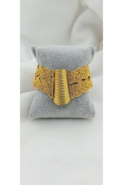 EVSEK 22 Ayar Altın Kaplama Trabzon Hasır Burma Çelik Bilezik