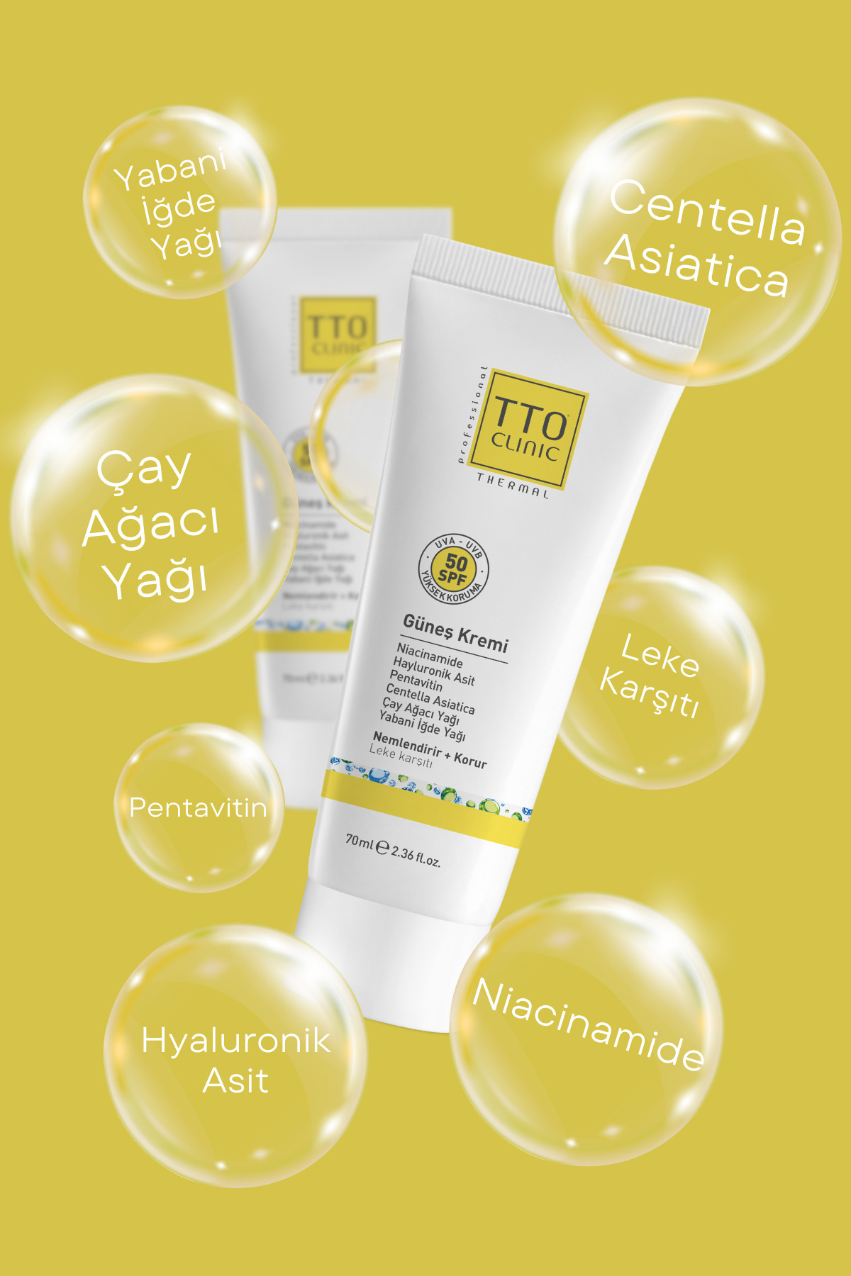 TTO Clinic Leke Karşıtı Güneş Koruyucu Krem SPF50 70ml - Görsel 3