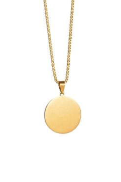 Chavin Yuvarlak Gold Madalyon Çelik Kadın Kolye eb36sr