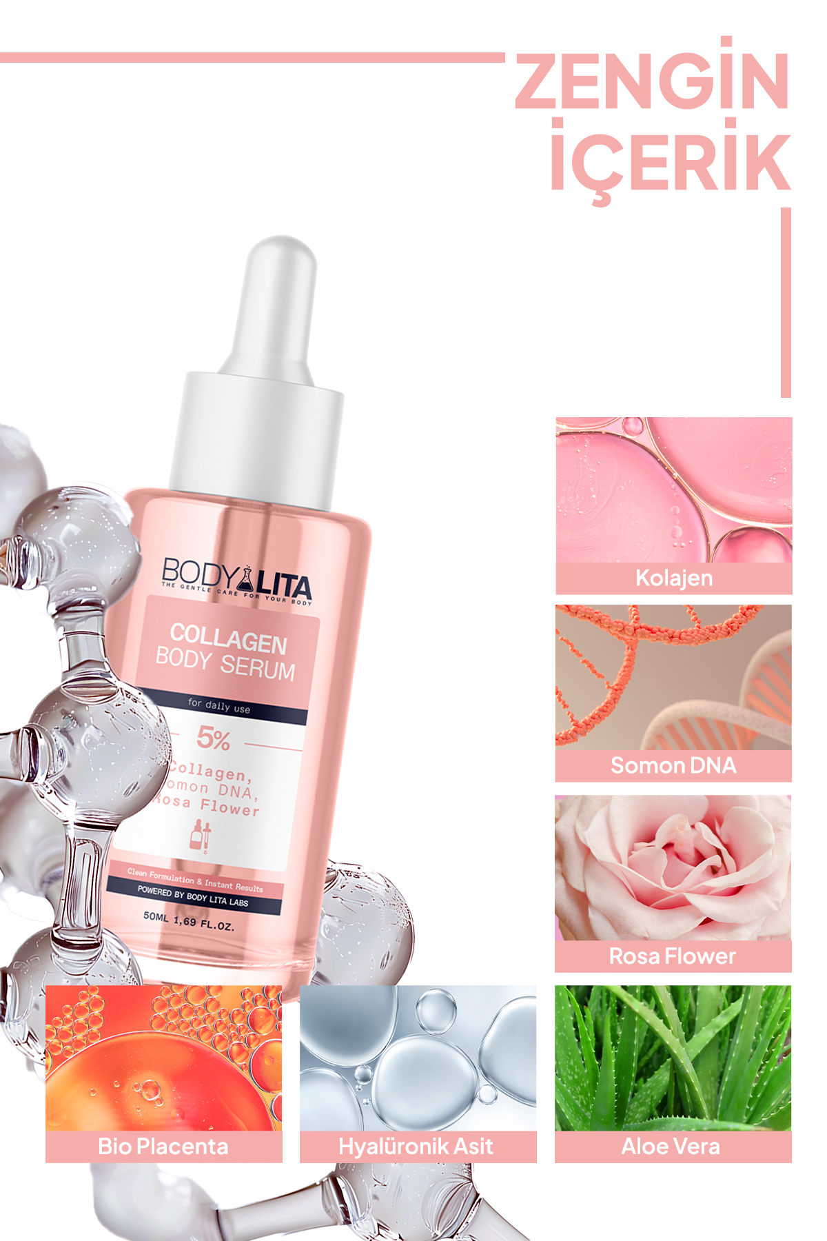 bodylita Collagen Serum, Nemlendirici Aydınlatıcı Sıkılaştırıcı %5 Aktif Serum İçerikli Vücut Serumu - Görsel 2