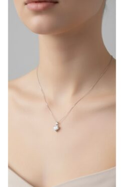 Aksesuar Tek Taş Kalp Çelik Kolye