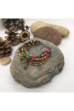 Porsuk Alternatif El Yapımı Etnik Otantik Hippi Bohem Ahşap Boncuk Çoklu Bileklik