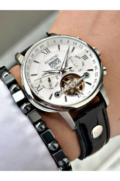 Raymond Özel Seri Otomatik Diplomat Klipsli Deri Kordon Erkek Saati