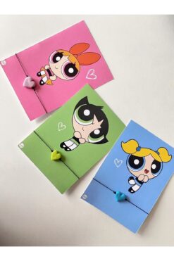 SWORDS CONCEPT Üçlü Murano Kalp Arkadaşlık Bilekliği Power Puff Girl / Hediyelik