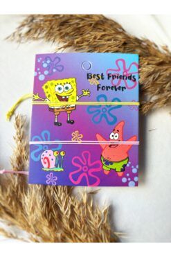 Atölye Merdiven Süngerbob Patrik 2li arkadaşlık bilekliği Sarı Pembe