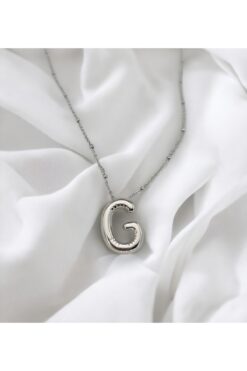 Novas Silver Balon G Harf Kolye 316 L Çelik Paslanmaz
