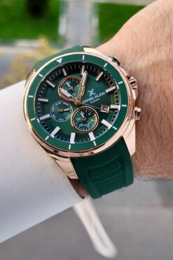 Daniel Klein 45 Mm Kasası Rose Kordonu Yeşil Renk İç Göstergeleri Aktif Erkek Kol Saati