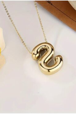 Aslı Jewelry Paslanmaz Çelik Zincirli Bombeli S Harfli Kolye