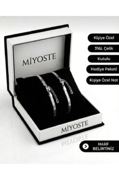 Miyoste Italyan Çelik 2 Adet Harfli Bileklik, Sevgili Bilekliği, Çift Bilekliği