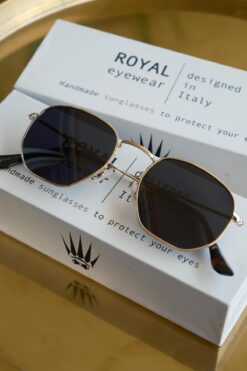 WATCHOFROYAL Güneş Gözlüğü Kadın & Erkek Uv400 Cam Ce Belgeli Gold Siyah Hexaw (SİYAH SAPLI)