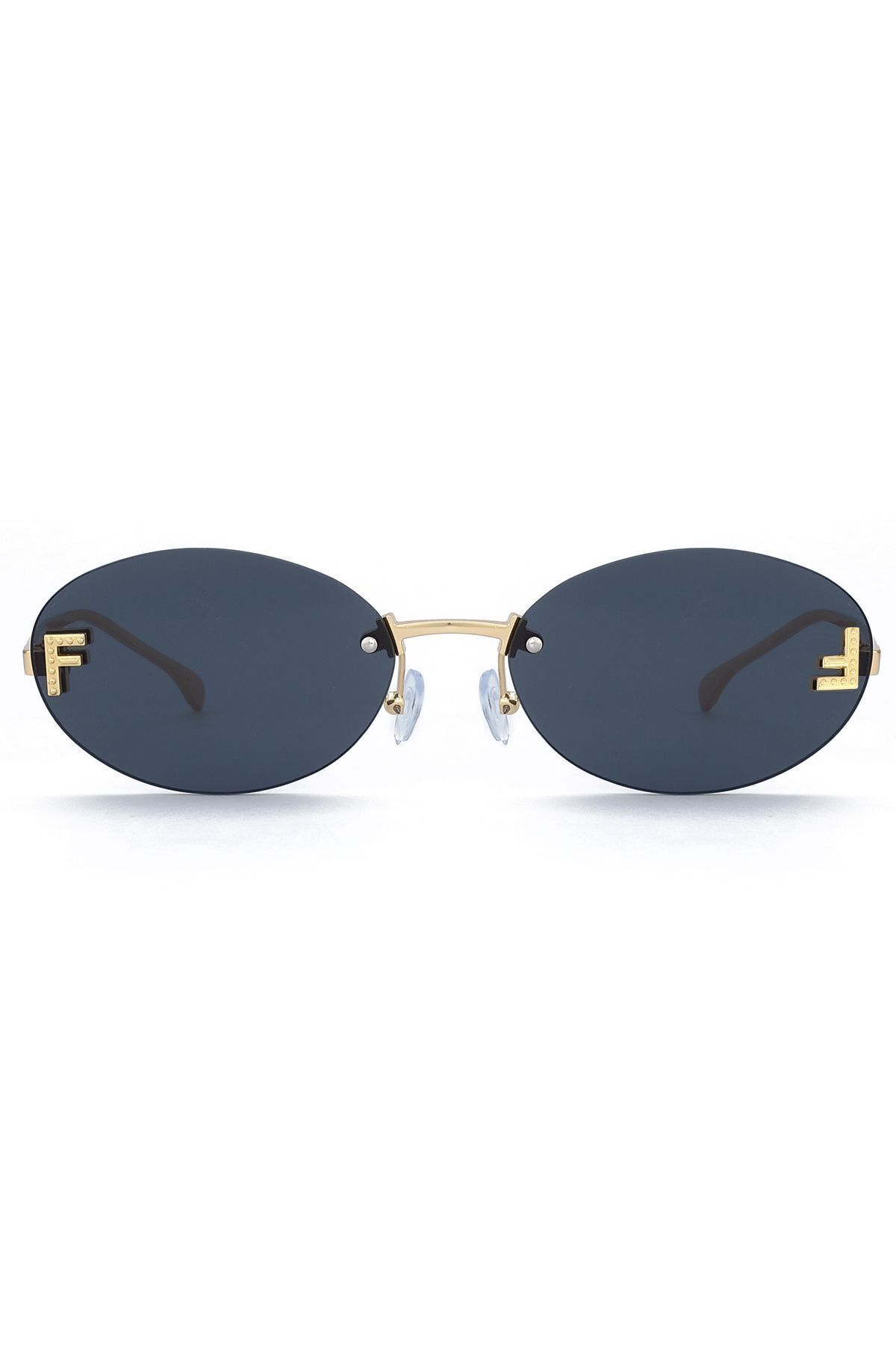 LUPİX FFirst Oval Taşlı Tasarım Güneş Gözlüğü Siyah - Görsel 2