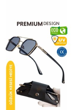 WATCHOFROYAL Güneş Gözlüğü Kadın & Erkek Uv400 Cam Ce Belgeli Gold Siyah Re0039w