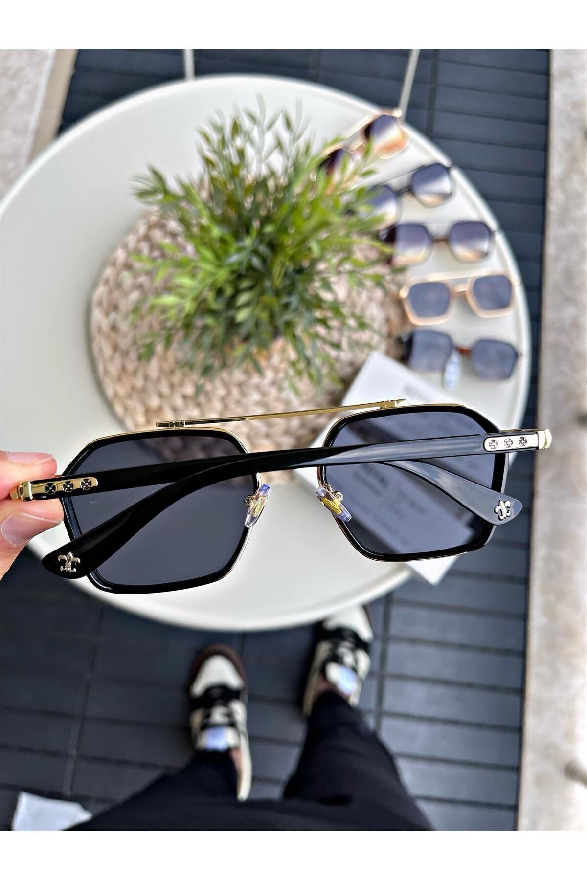 WATCHOFROYAL Güneş Gözlüğü Kadın & Erkek Uv400 Cam Ce Belgeli Gold Siyah Re0039w - Görsel 3