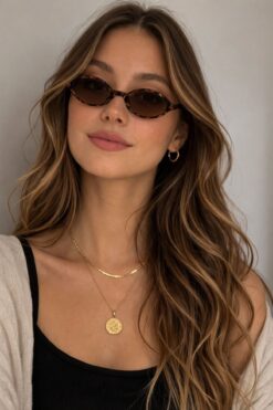 mirvia Kadın Küçük Oval Leopar Güneş Gözlüğü Kahverengi Cam Retro Tasarım