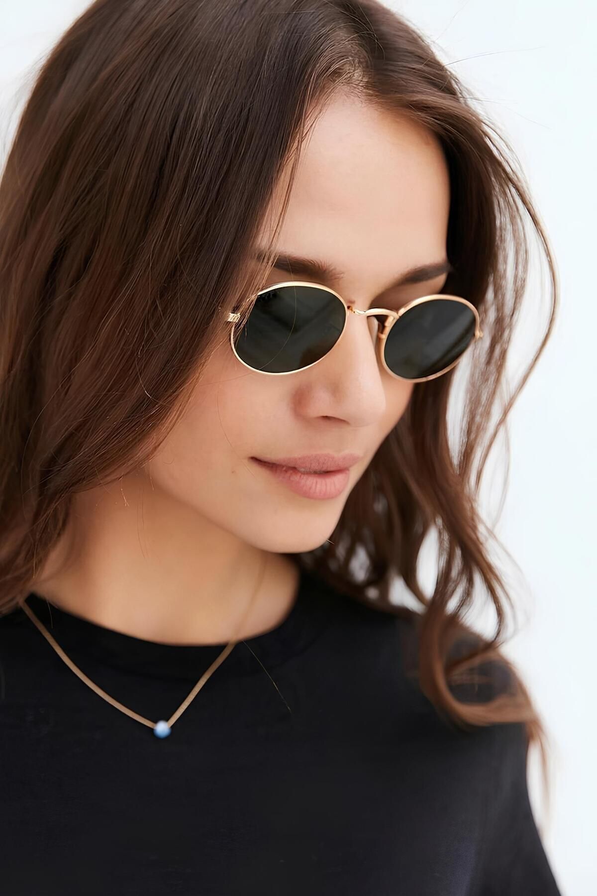 MACERATİ Siyah Cam Rose Çerçeveli Unisex Elips Model Güneş Gözlüğü - Görsel 3