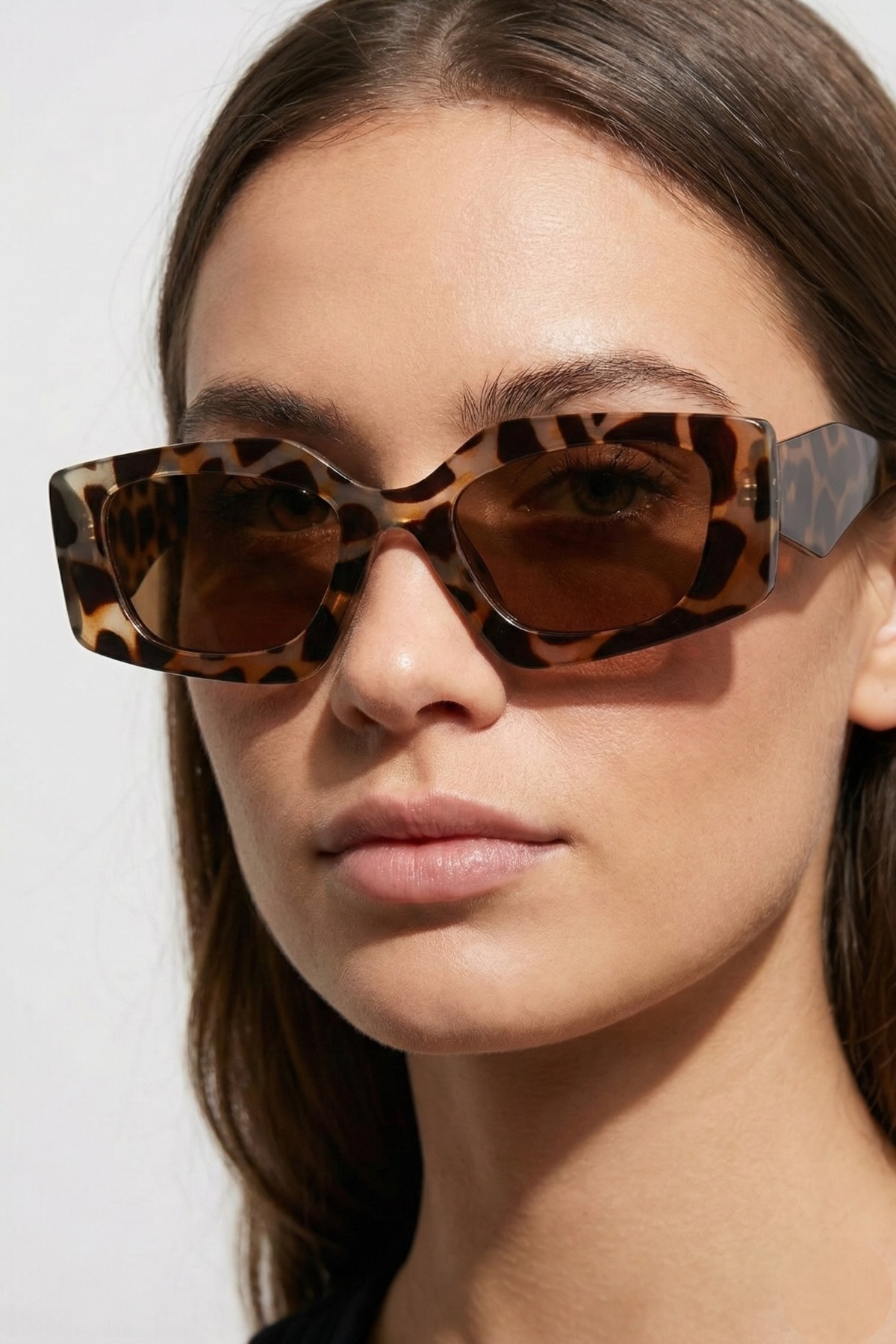 Eyesofia Hude Geometrik Yeni Sezon Popüler Kadın Leopar Kahverengi Güneş Gözlüğü - Görsel 3