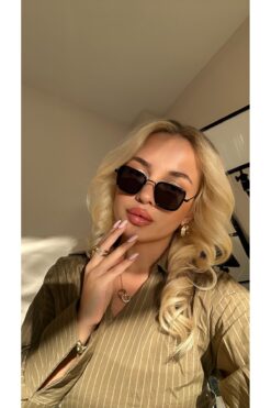 Angel Eyes Kadın Güneş Gözlüğü Dikdörtgen Tasarım Ultra Dayanalıklı Siyah Metal Çerçeve Siyah Cam