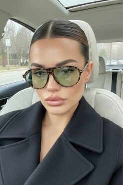 REN EYEWEAR Sepia Air Unisex Leopar yeşil camlı Pilot Güneş Gözlüğü | UV400 Koruma