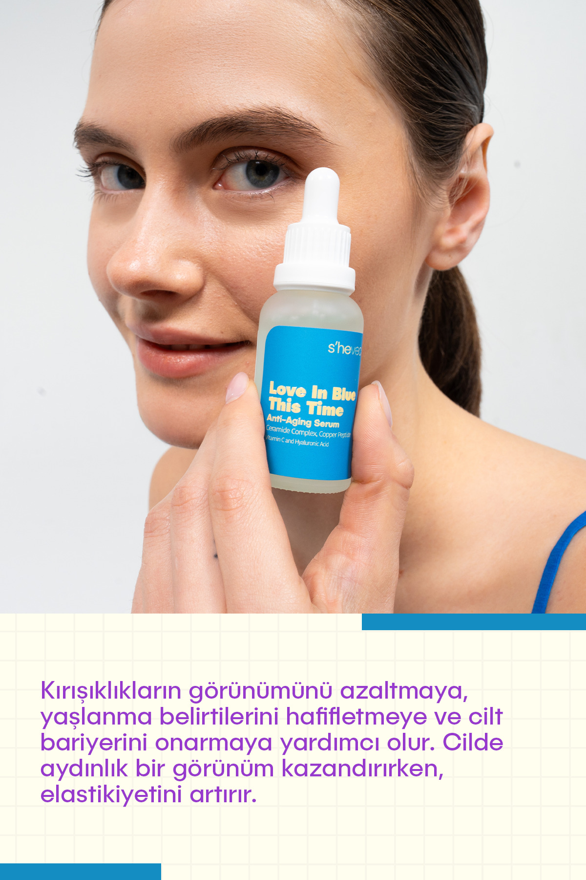 s'hevec Kırışıklık ve Yaşlanma Karşıtı Onarıcı ve Aydınlatıcı Vegan 30 ml Serum Love In Blue This Time - Görsel 2