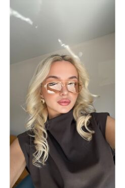 Eagle Eyes Nude Çerçeve Nude Cam Dikdörtgen Kadın Güneş Gözlüğü