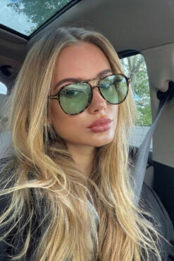 PROTCO Unisex Leopar Yeşil Camlı Damla Model Güneş Gözlüğü | UV400 Koruma