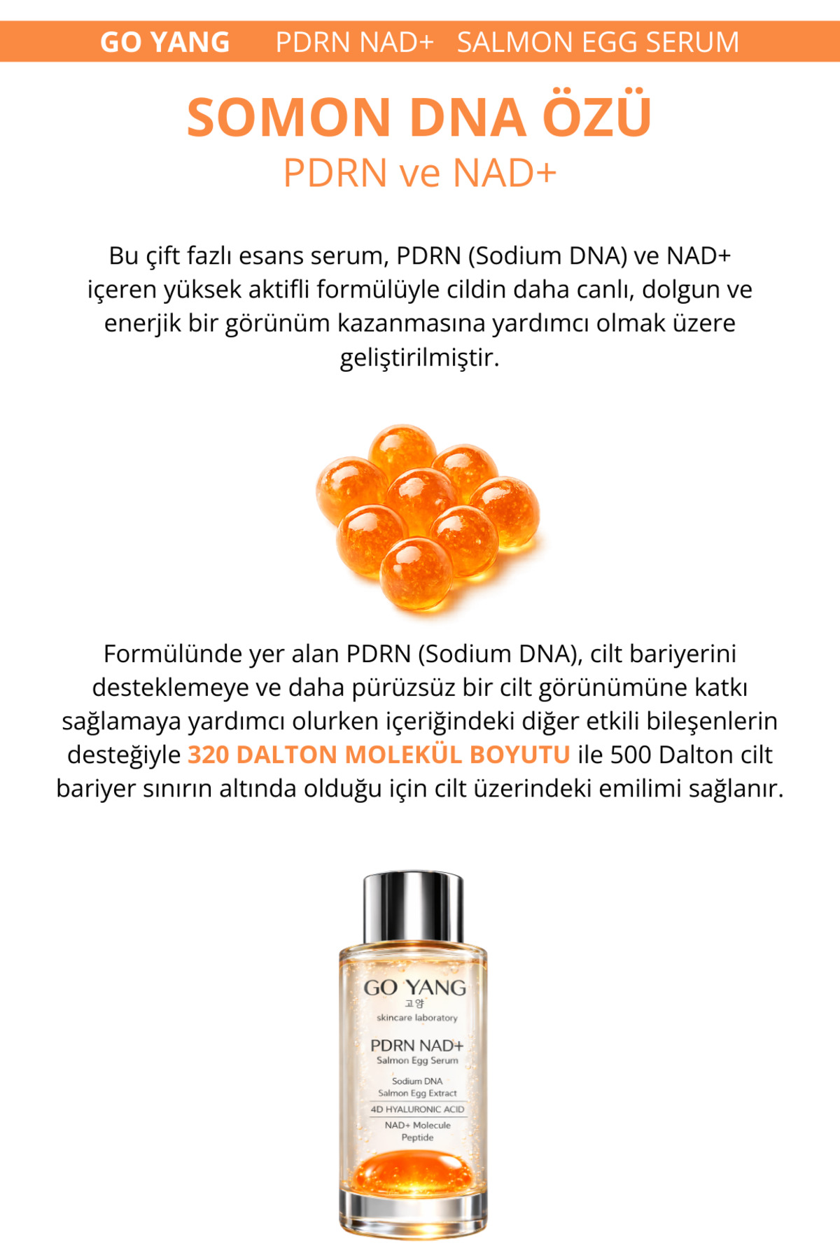 GO YANG PDRN İçeren Cildi Gençleştirmeye Yardımcı Somon DNA Cilt Serumu 30ml - Görsel 2