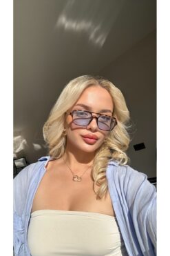 Angel Eyes Kadın Güneş Gözlüğü Dikdörtgen Leopar Çerçeve Mavi Cam