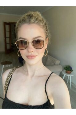 funeyes Edda Small Köşeli UV400 Koruma Metal Çerçeve Kasa ve Sap Küçük Güneş Gözlüğü Pinterest model