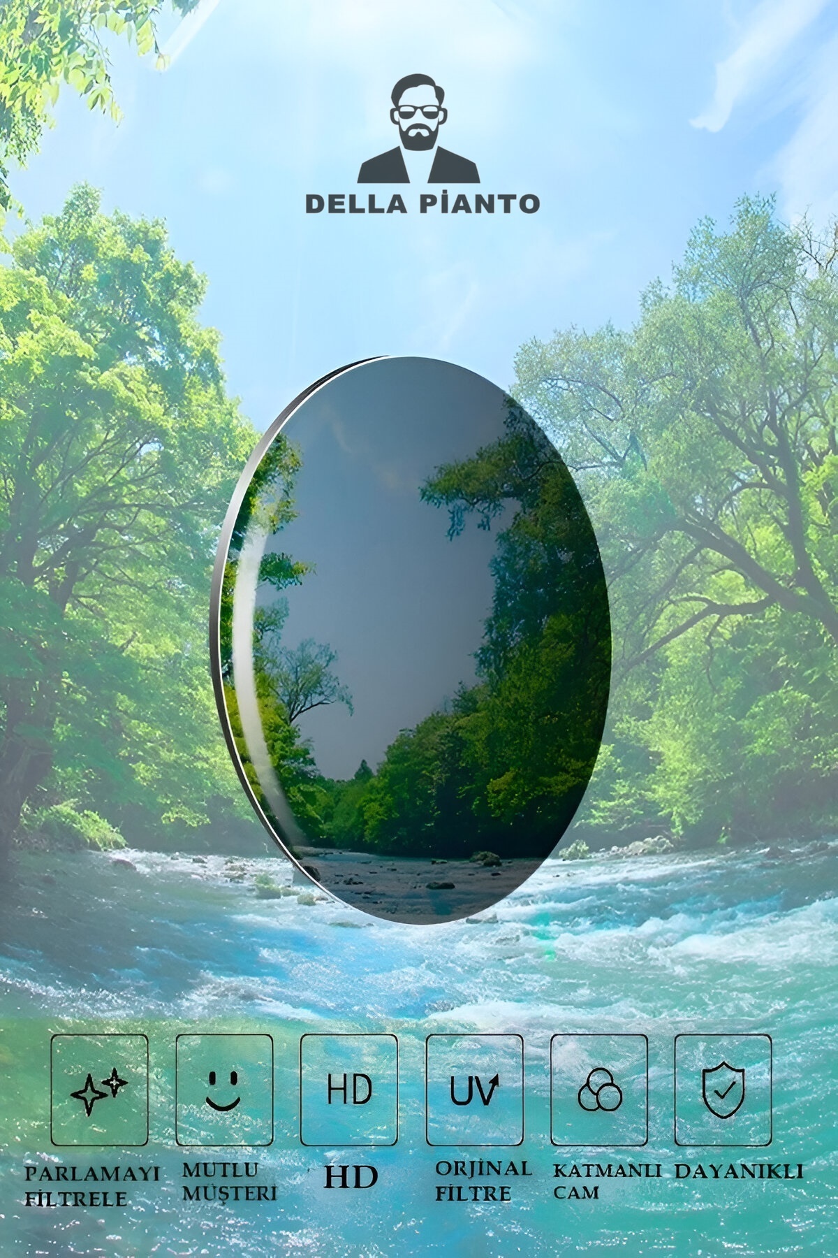 Della Pianto Unisex Altın Metal Çerçeveli Oval Siyah Güneş Gözlüğü - Görsel 2