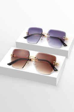 Zzla 2li Kare Kesme Kristal Siyah Kahverengi Güneş Gözlüğü