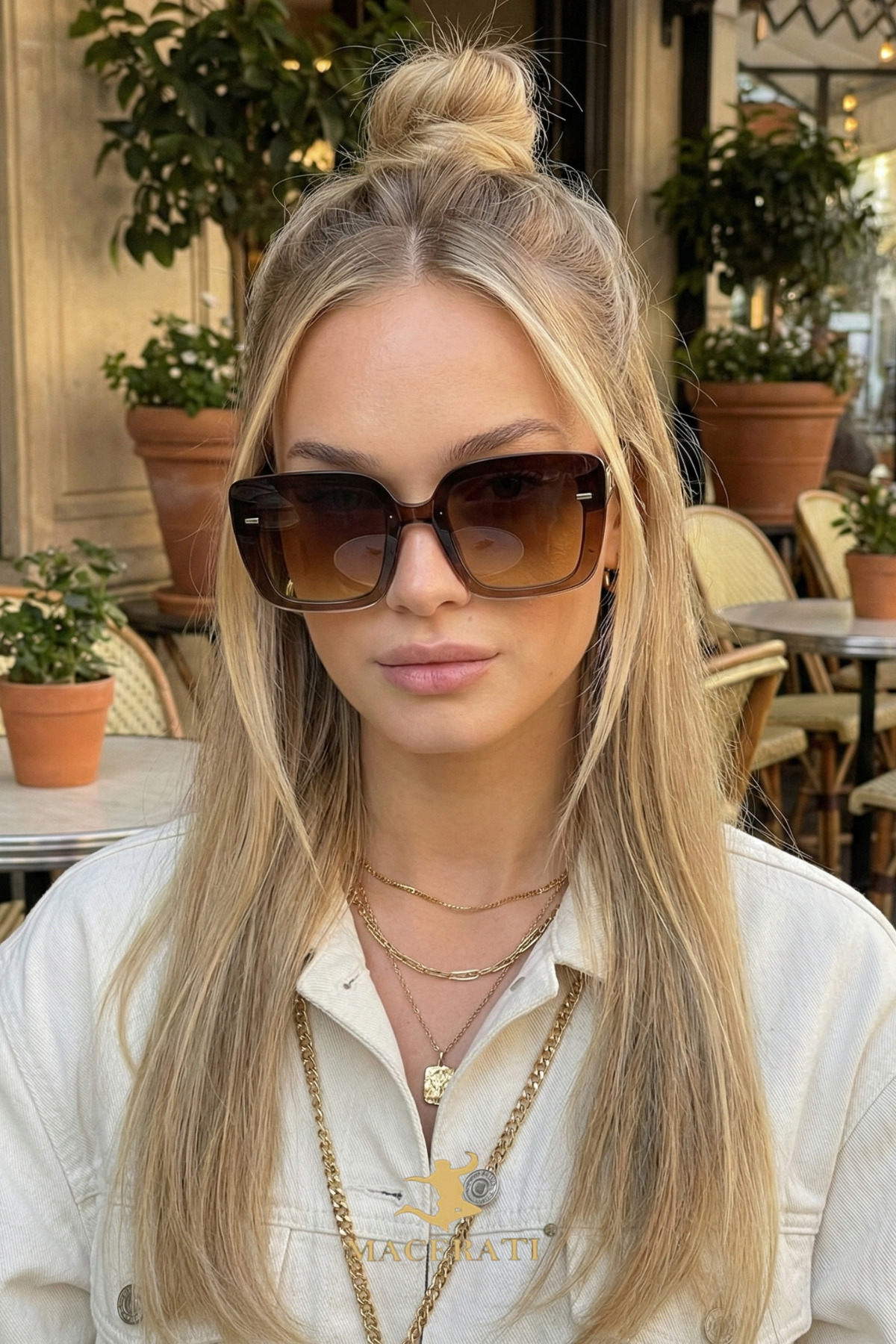 MACERATİ Miaw Kadın Kare Ultra Hafif UV400 Filtreli Güneş Gözlüğü - Görsel 3